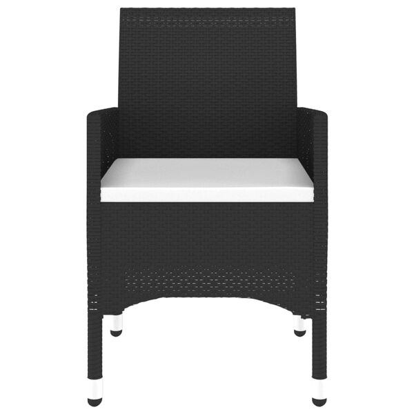 vidaXL Caféset 3 delar konstrotting och härdat glas svart