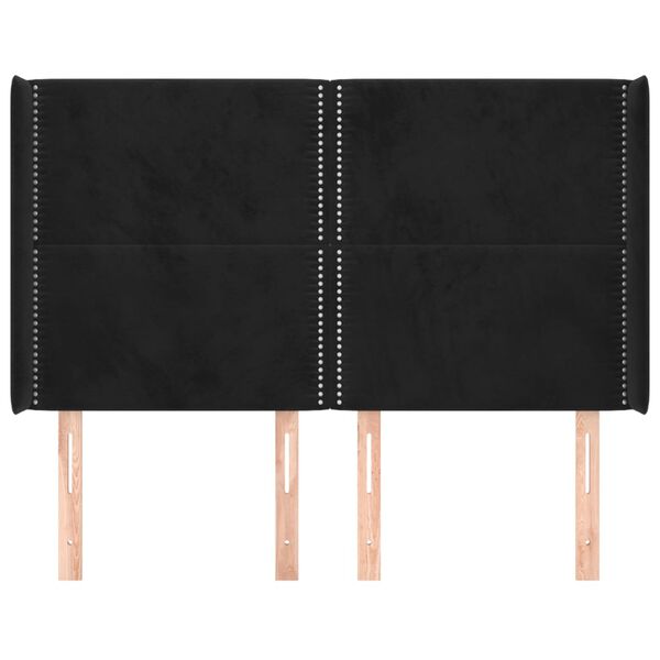 vidaXL S&auml;nggavel med kanter svart 147x16x118/128 cm sammet