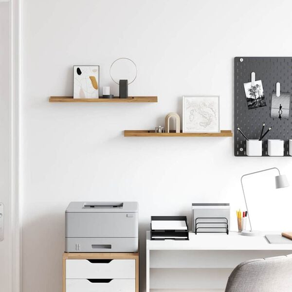 vidaXL V&auml;gg hylla med hylla 2 pcs Brun 60 x 9 x 3 cm Konstruerat tr&auml;