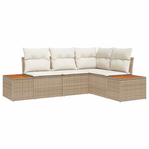 vidaXL Tr&auml;dg&aring;rdsoffset 4 st 4-Antal sittplatser Beige och gr&auml;ddf&auml;rgad