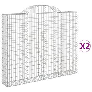 vidaXL Gabion b&aring;gformad 2 st 200x30x160/180 cm galvaniserat j&auml;rn