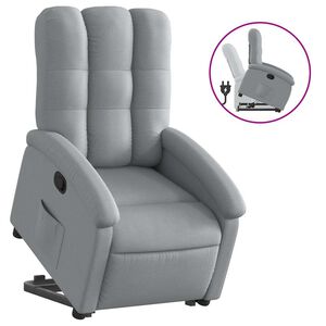 vidaXL Reclinerf&aring;t&ouml;lj med uppresningshj&auml;lp ljusgr&aring; tyg
