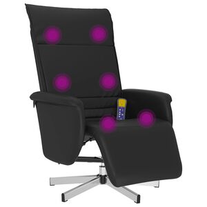 vidaXL Massagef&aring;t&ouml;lj med fotst&ouml;d svart konstl&auml;der