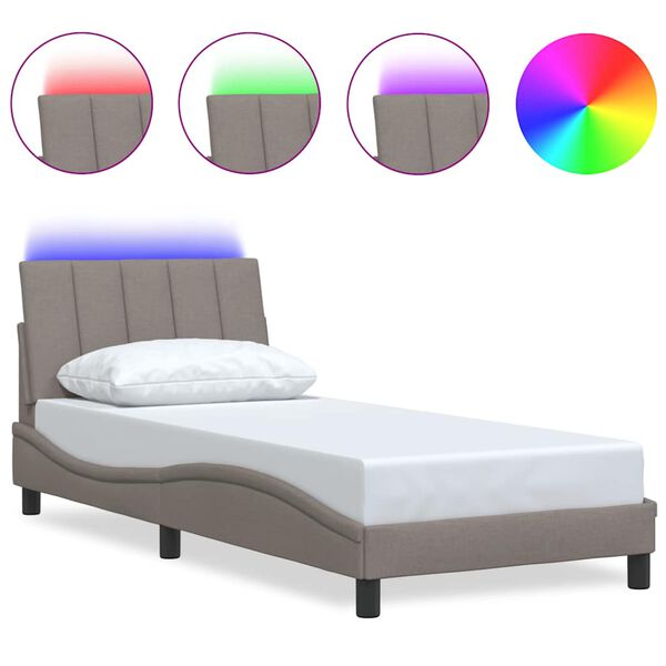 vidaXL Bed Frame without Mattress "Hanko" Taupe 90x190cm Fabric