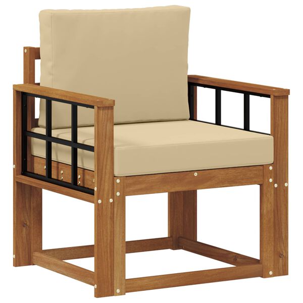 vidaXL Utomhussoffa Massivt akaciatr&auml; och polyester Naturf&auml;rg