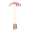 vidaXL Balinesiskt paraply med bas Rosa 95 x 95 x 260 cm Bomull