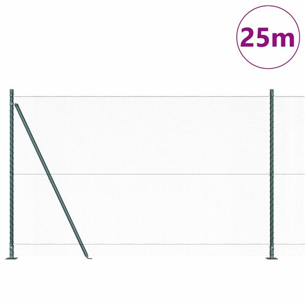 vidaXL Staket med stolpar Gr&ouml;n 1.5 x 25 m PVC-belagd st&aring;l