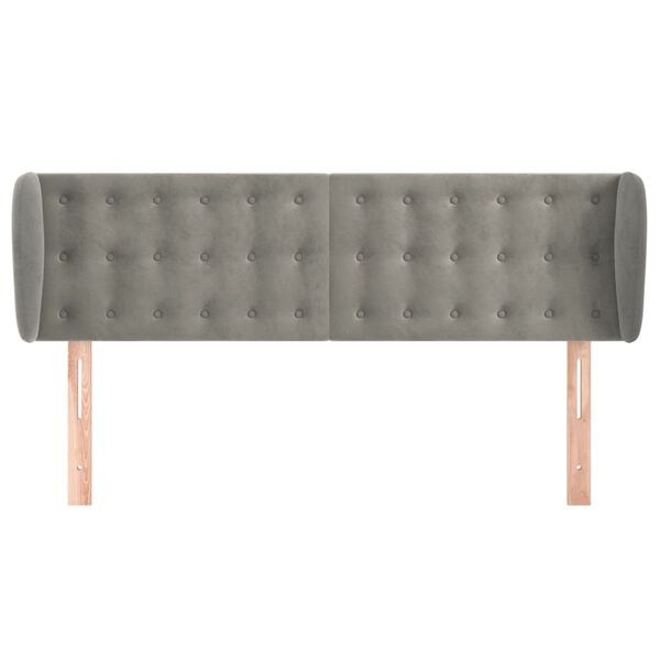 vidaXL Sänggavel med kanter ljusgrå 147x23x78/88 cm sammet