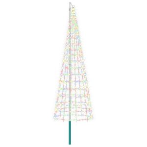 vidaXL Julgransbelysning med markspett och flaggst&aring;ng 300 cm