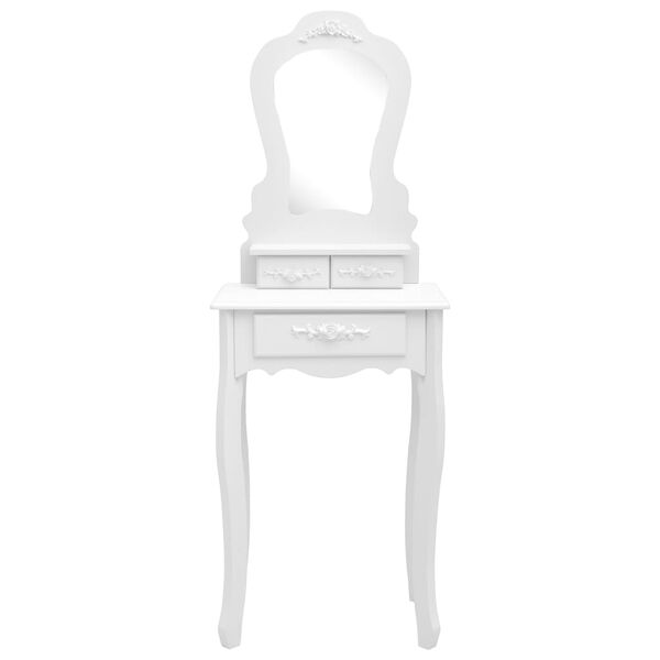 vidaXL Sminkbord med pall vit 50x59x136 cm paulowniatr&auml;