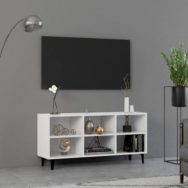 vidaXL TV-b&auml;nk med metallben vit 103,5x30x50 cm