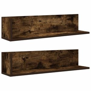 vidaXL V&auml;gghyllor 2 st r&ouml;kf&auml;rgad ek 75x16,5x16,5 cm konstruerat tr&auml;