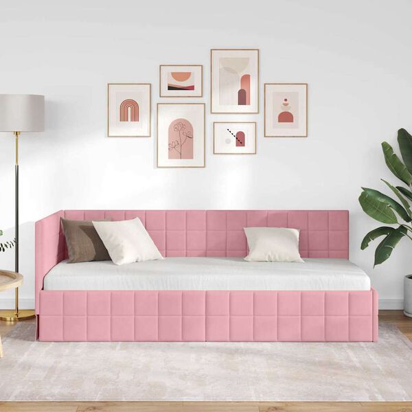 vidaXL H&ouml;rn S&auml;ngram med huvudgavel Rosa 80 cm x 200 cm Sammet