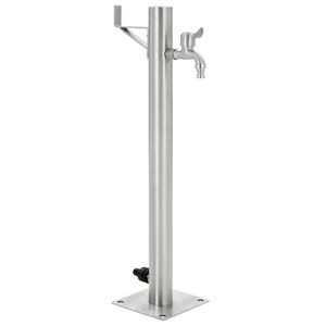 vidaXL Vattenpost f&ouml;r tr&auml;dg&aring;rden 65 cm rostfritt st&aring;l rund