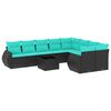 vidaXL 10 delar tr&auml;dg&aring;rdssoffgrupp med dynor svart polyrotting