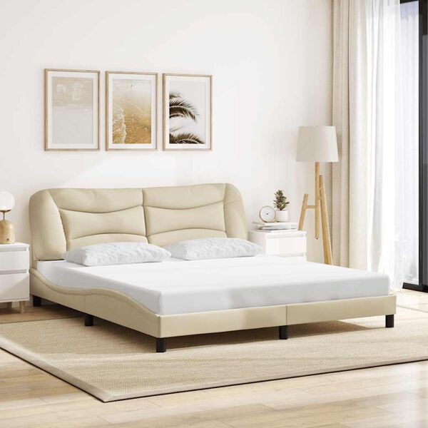 vidaXL Bed Frame without Mattress "Hvar" Cream 180x200 cm Fabric