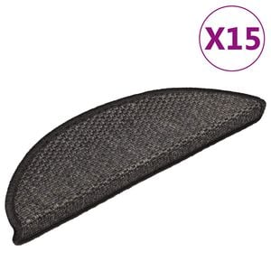 vidaXL Trappstegsmattor sj&auml;lvh&auml;ftande sisal 15 st 56x17x3 cm antracit
