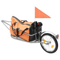 vidaXL Cykelvagn för bagage med väska orange och svart