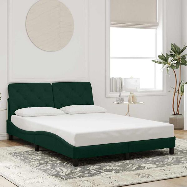 vidaXL Bed Frame with LED without Mattress Dark Green 120x200 cm Velvet