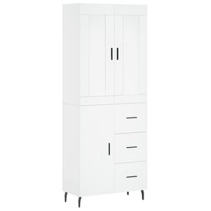 vidaXL H&ouml;gsk&aring;p vit 69,5x34x180 cm konstruerat tr&auml;