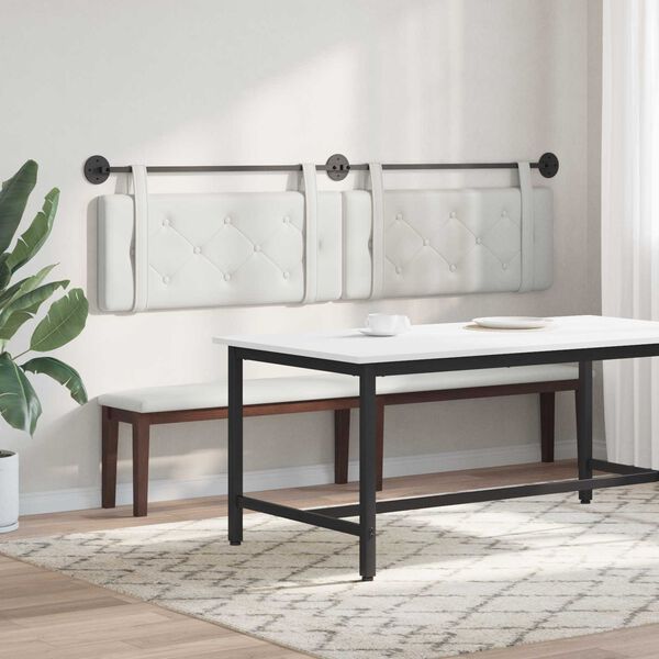 vidaXL H&auml;ngande Huvudgavel V&auml;ggmonterad Vit 210 x 55 x 5 cm Konstl&auml;der