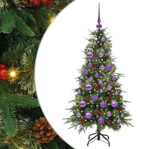 vidaXL Plast Hingad Julgran med 150 LED-lampor Gr&ouml;n 120 cm PE och PVC