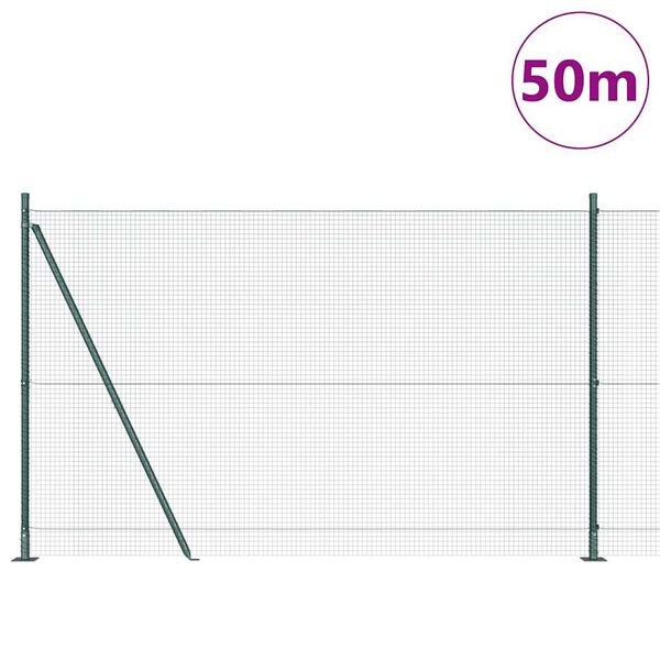 vidaXL St&auml;ngselstolpe Gr&ouml;n 50 x 1,4 m (19 x 19 mm n&auml;t) St&aring;l och PVC