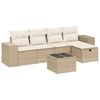vidaXL Soffgrupp f&ouml;r tr&auml;dg&aring;rden med dynor 6 delar beige konstrotting