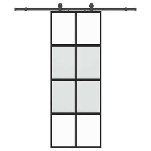 vidaXL Skjutd&ouml;rr med beslag svart 76x205 cm h&auml;rdat glas
