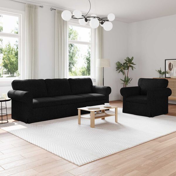vidaXL Soffa 2 pcs Svart