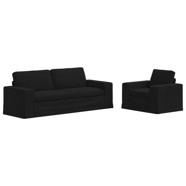 vidaXL Soffa 2 pcs Svart 182 x 80 x 82 cm tyg