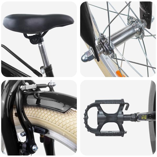 vidaXL Barncykel 20 Tum f&ouml;r 6-11 &aring;r gamla Svart