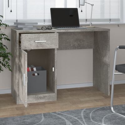 vidaXL Skrivbord lådor & skåp betonggrå 100x40x73cm konstruerat trä