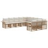 vidaXL Utomhussoffset med kudde 11 pcs Naturlig och Creamvit Polyester