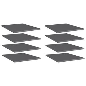 vidaXL Hyllplan 8 st gr&aring; h&ouml;gglans 40x50x1,5 cm konstruerat tr&auml;