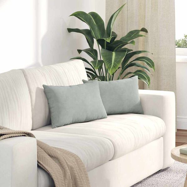 vidaXL Sofakuddar 2 pcs Ljusgr&aring; 50 x 30 cm Kordread tyg