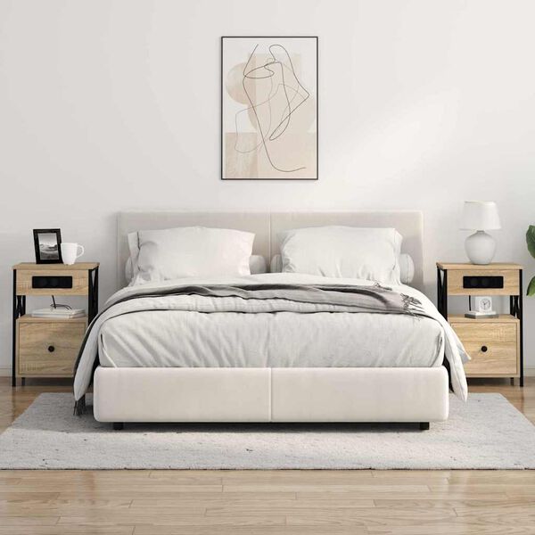 vidaXL Nattduksbord med l&aring;da Sonoma-ek 40 x 31 x 60 cm Konstruerat tr&auml;