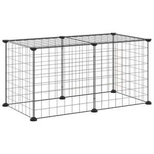 vidaXL Husdjursbur svart 8 paneler 70x35x35 cm st&aring;l