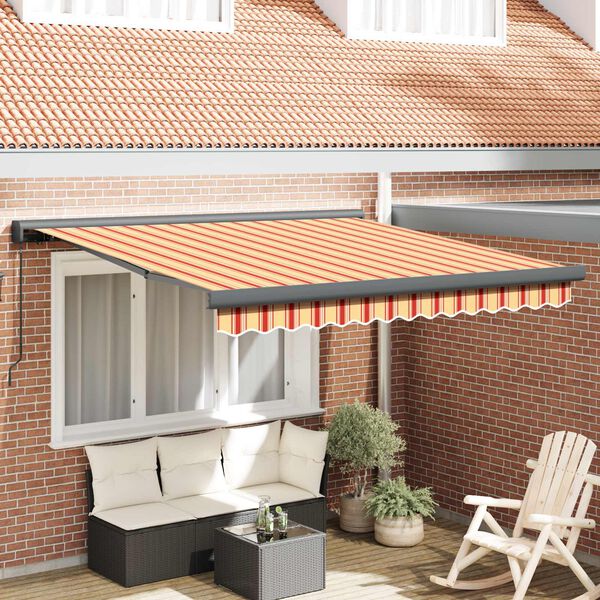 vidaXL Utf&auml;llbar markis Gul och Orange 350 x 250 cm Tyg och Metall