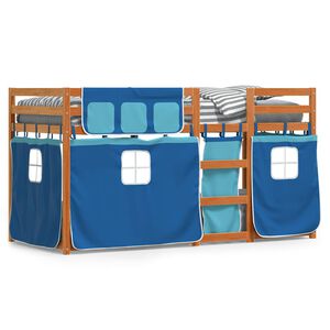 vidaXL V&aring;ningss&auml;ng utan madrass brun och bl&aring; 90x200 cm massiv furu