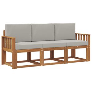 vidaXL Utomhussoffset med kudde 3 pcs Naturlig och Ljus Gr&aring;