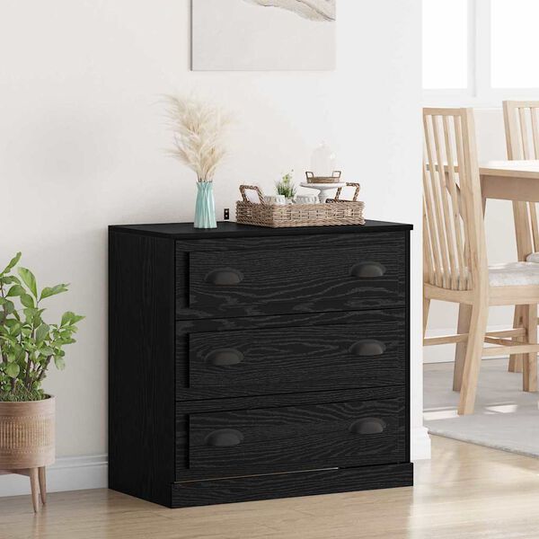 vidaXL Sideboard med l&aring;da Svart Ek 70 x 35,5 x 67,5 cm Konstruerat tr&auml;