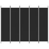 vidaXL Rumsavdelare 5 paneler svart 250x200 cm tyg