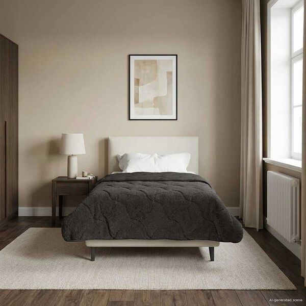 vidaXL Vinter T&auml;cke Antracit 135 x 200 cm Mikrofiber och Teddyfleece