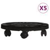 vidaXL Blomvagnar med hjul 5 st diameter 30 cm svart 170 kg