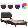 vidaXL Bed Frame with LED without Mattress "Hvar" Dark Brown 90x190 cm Fabric