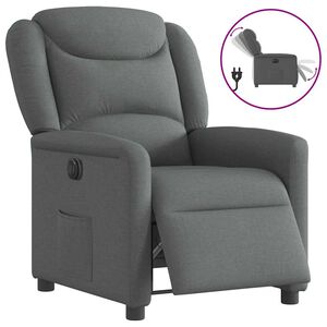 vidaXL Elektrisk reclinerf&aring;t&ouml;lj m&ouml;rkgr&aring; tyg