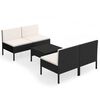vidaXL Loungegrupp med dynor 5 delar konstrotting svart