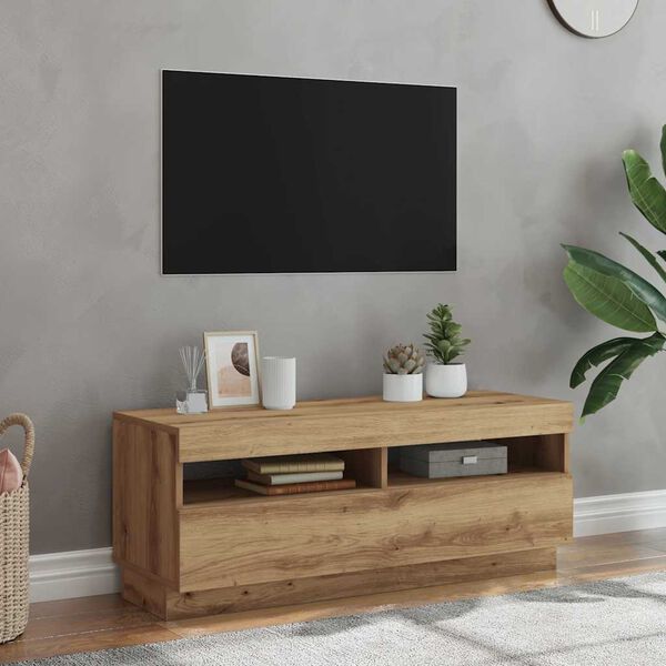 vidaXL TV-bänk med LED-lampor artisan ek 100x35x40 cm konstruerat trä
