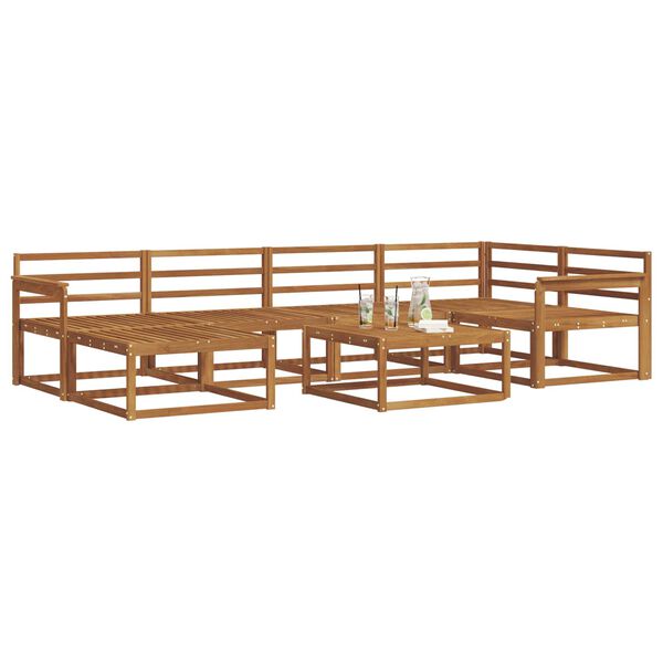vidaXL Utomhussoffset 7 pcs Naturf&auml;rg Massivt Akaciatr&auml;